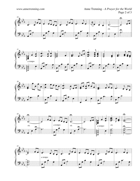 A Prayer For The World Sheet Music For Piano Page 2