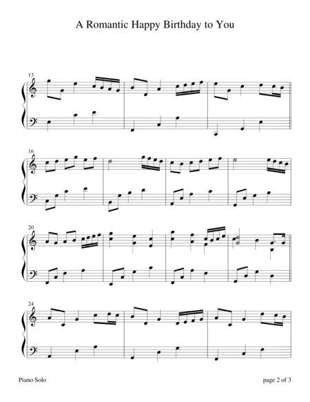 A Romantic Happy Birthday To You Piano Solo Page 2