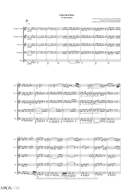 A Sky Full Of Stars For Brass Quintet Page 2