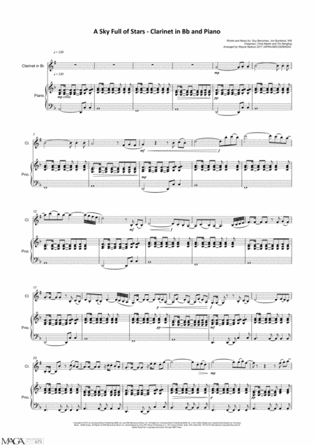 A Sky Full Of Stars For Clarinet And Piano Page 2