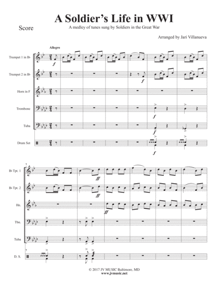 A Soldiers Life In Wwi For Brass Quintet Medley Of Tunes Sung In Wwi Page 2