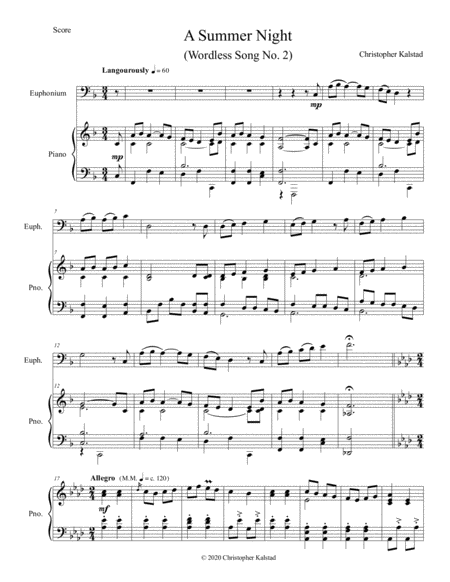 A Summer Night Euphonium And Piano Page 2