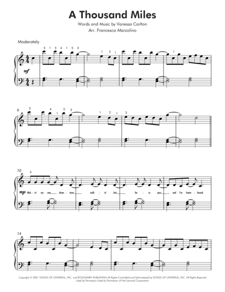 A Thousand Miles Easy Piano Page 2