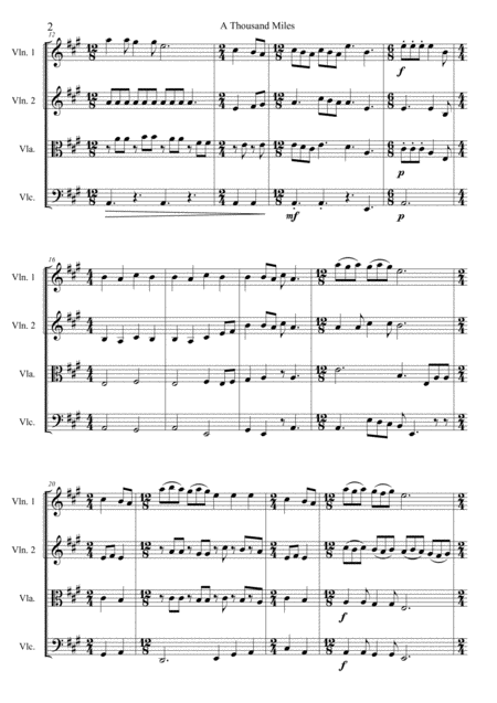 A Thousand Miles For String Quartet Page 2