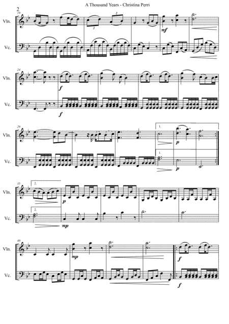 A Thousand Years Christina Perri Arranged For String Duet Page 2