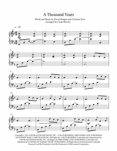 A Thousand Years For Lever Or Pedal Harp Page 2
