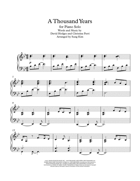 A Thousand Years For Piano Solo Best For Wedding Page 2