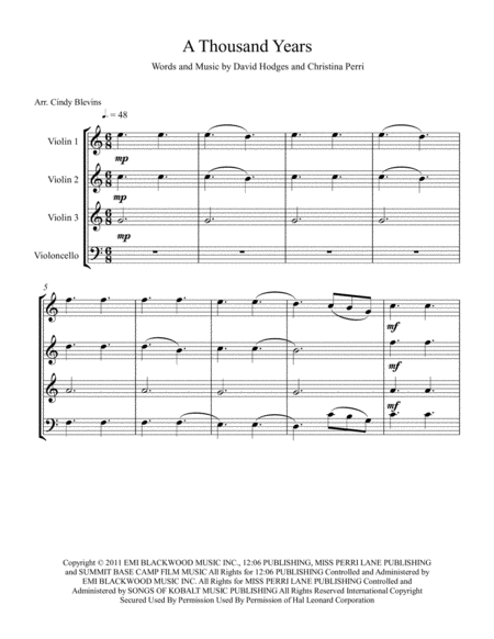 A Thousand Years For Three Violins And Cello Page 2