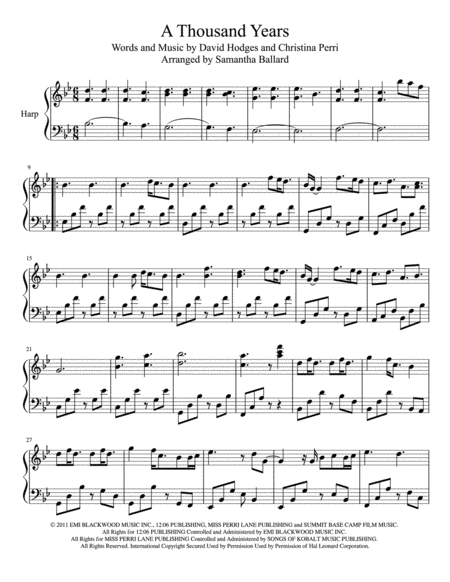 A Thousand Years Harp Solo Page 2