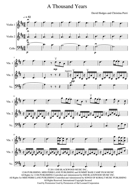 A Thousand Years Two Violins And Cello Page 2