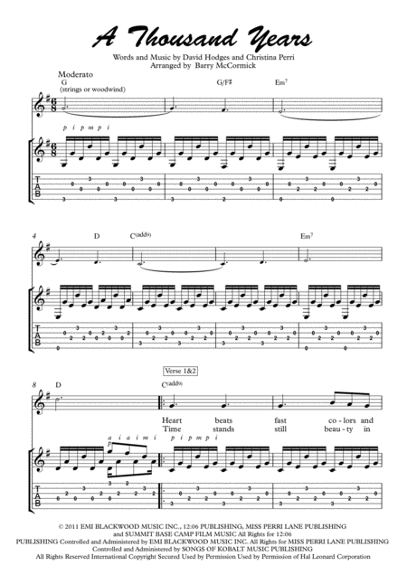 A Thousand Years Vocal And Guitar With Parts Page 2