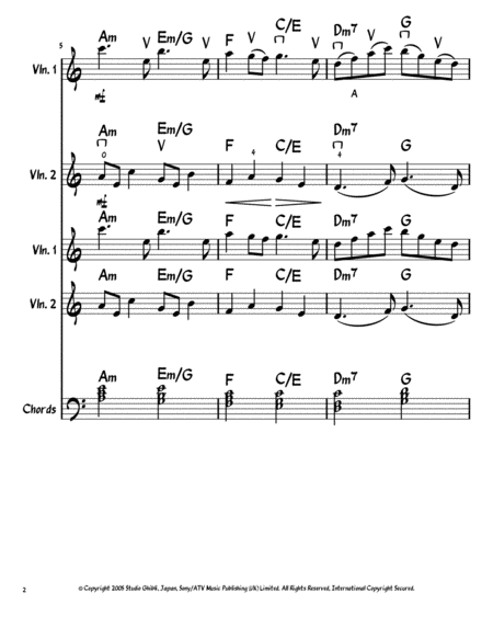 A Town With An Ocean View 2 Violins Chords Page 2