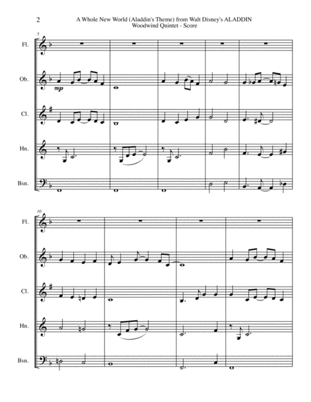 A Whole New World Aladdins Theme From Walt Disneys Aladdin For Woodwind Quintet Page 2