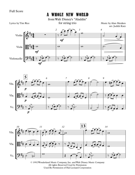 A Whole New World For String Trio Page 2