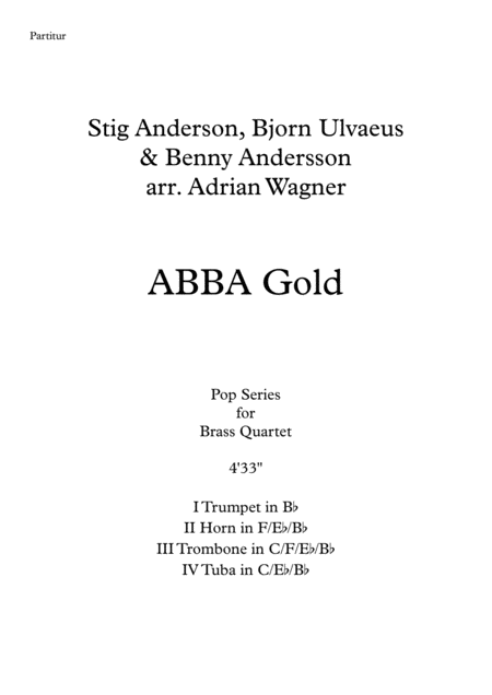 Abba Gold Brass Quartet Arr Adrian Wagner Page 2