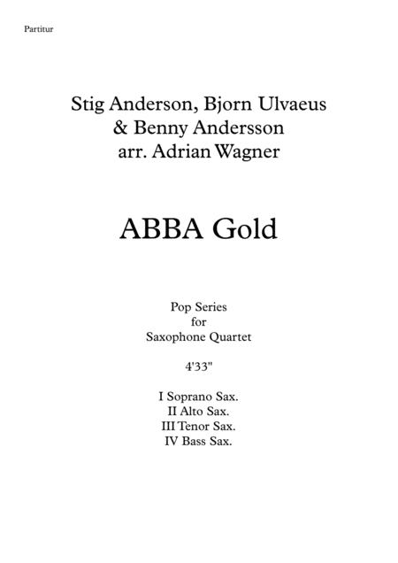 Abba Gold Saxophone Quartet Satb Arr Adrian Wagner Page 2