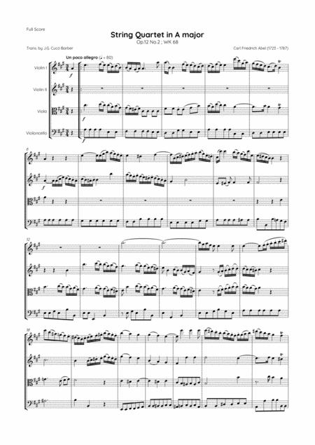 Abel String Quartet In A Major Op 12 No 2 Wk 68 Page 2