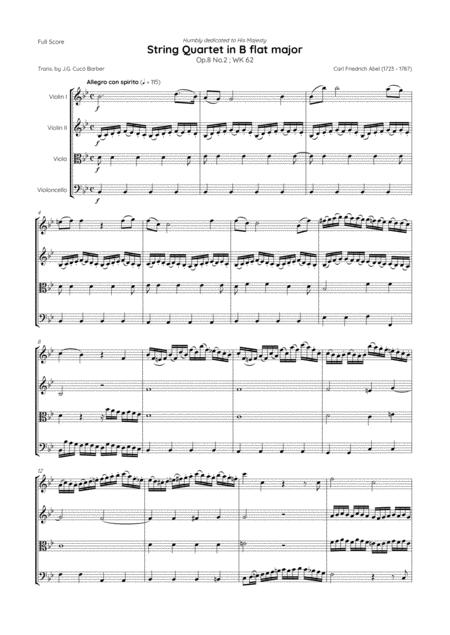 Abel String Quartet In B Flat Major Op 8 No 2 Wk 62 Page 2