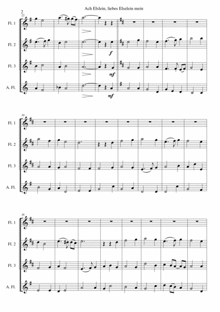 Ach Elslein Liebes Elselein Mein For Flute Quartet 3 C Flutes Alto Flute Page 2
