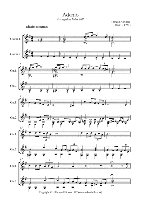 Adagio Albinoni Arranged For Two Guitars By Robin Hill Page 2