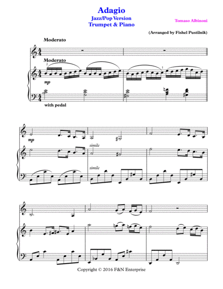 Adagio For Trumpet And Piano Page 2