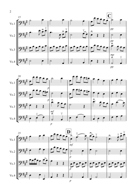 Adagio From Mozarts Clarinet Concerto For Cello Quartet Page 2