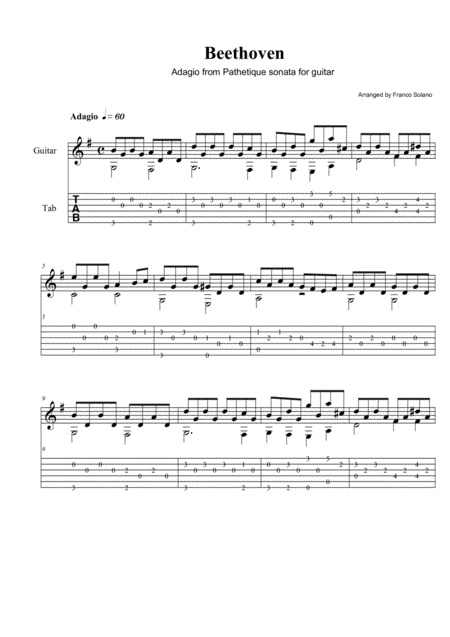 Adagio From Sonata Pathetiques Theme For Guitar Page 2