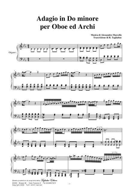 Adagio Per Oboe E Archi A Marcello Arr For Piano Organo Page 2