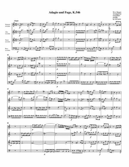 Adagio Und Fuge K 546 Arrangement For 4 Recorders Page 2