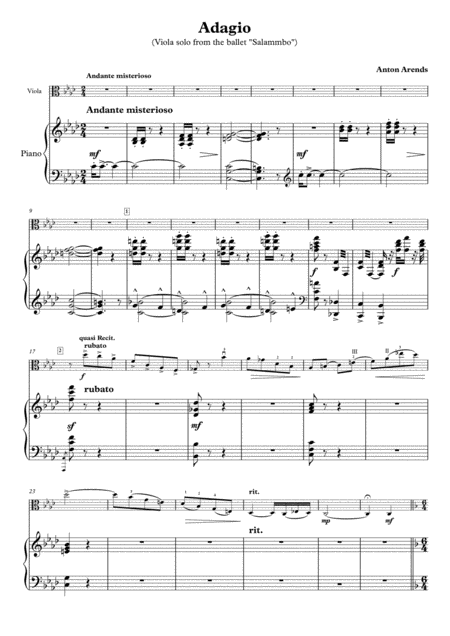 Adagio Viola Solo From The Ballet Salammbo Page 2