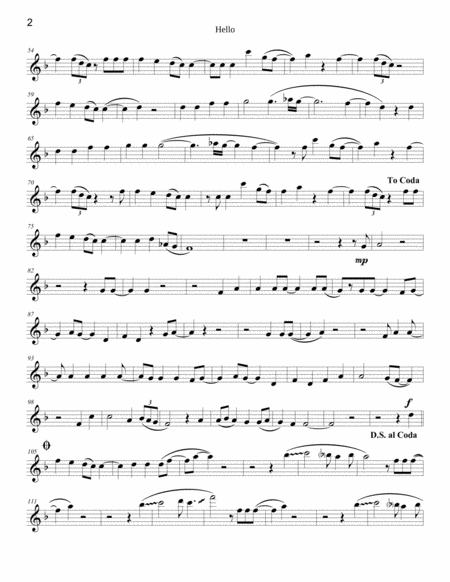 Adele Hello For Alto Sax And Piano Page 2