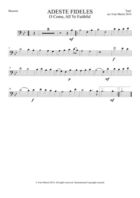 Adeste Fideles O Come All Ye Faithful For Bassoon And Piano Page 2