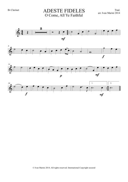 Adeste Fideles O Come All Ye Faithful For Clarinet And Piano Page 2