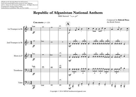 Afgani National Anthem For Brass Quintet Milli Surood Page 2