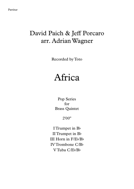 Africa Toto Brass Quintet Arr Adrian Wagner Page 2