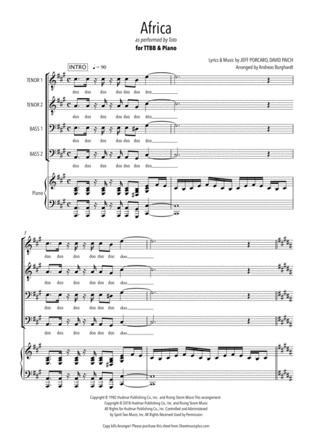 Africa Toto For Choir Ttbb Piano Page 2