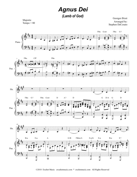 Agnus Dei Duet For Bb Trumpet And French Horn Page 2