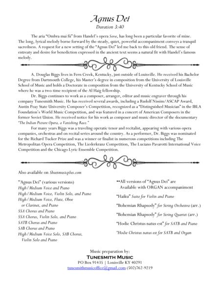 Agnus Dei For Solo High Or Medium Voice And Piano Page 2