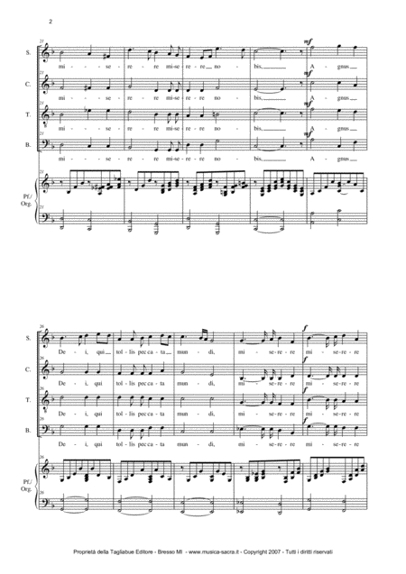 Agnus Dei G Bizet Arr For Satb Choir And Organ Piano Page 2