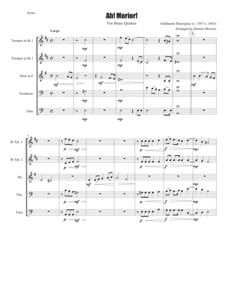 Ah Morior For Brass Quintet Guillaume Bouzignac Page 2