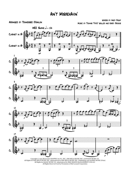 Aint Misbehavin Clarinet Duet Page 2