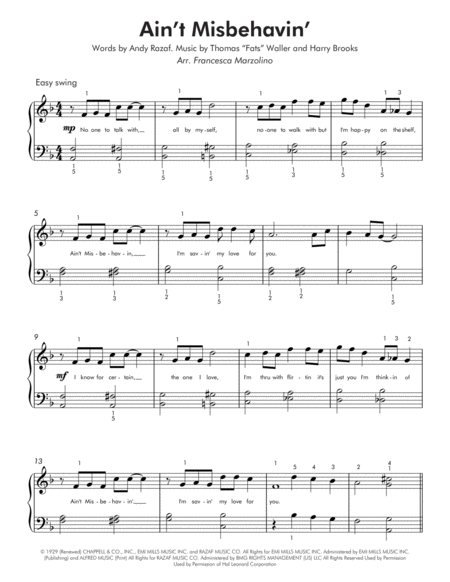 Aint Misbehavin Easy Piano Page 2