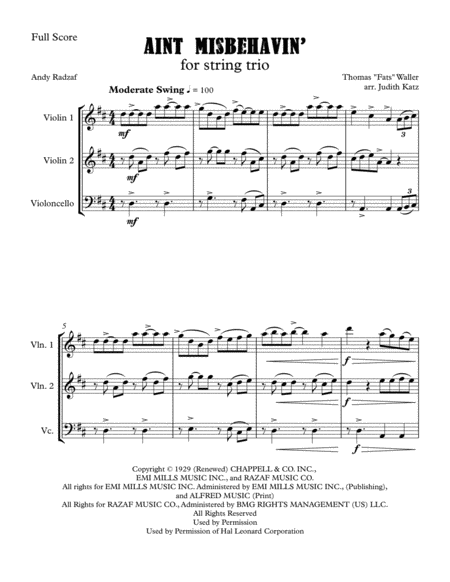 Aint Misbehavin For String Trio Page 2