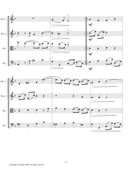 Air From Suite 1 By Handel Arranged For String Quartet Page 2