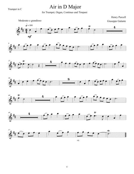 Air In D Major For Trumpet Organ Continuo And Timpani Moderato E Grandioso Page 2