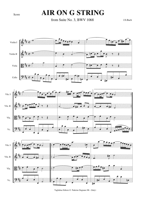 Air On The G String For String Quartet With Parts Page 2