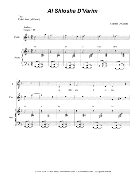 Al Shlosha D Varim Duet For Tenor And Bass Solo Page 2