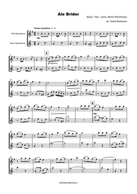 Ale Brider Jewish Klezmer Song For Alto And Tenor Saxophone Duet Page 2