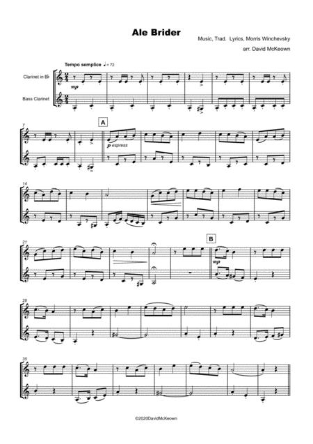 Ale Brider Jewish Klezmer Song For Clarinet And Bass Clarinet Duet Page 2