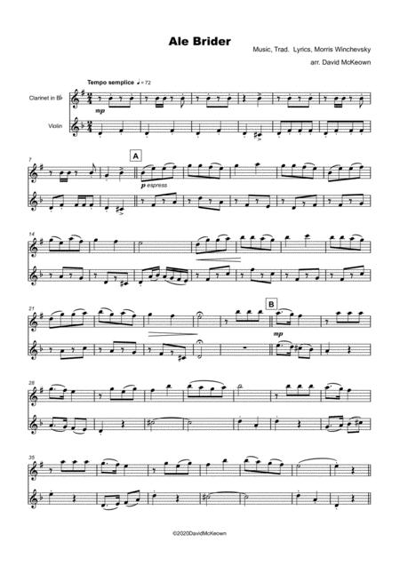 Ale Brider Jewish Klezmer Song For Clarinet And Violin Duet Page 2